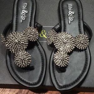 Bling slip on sandals
